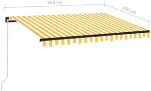 VidaXL Lumarko Ręcznie zwijana markiza z LED, 350 x 250 cm, żółto-biała! 3069083 VidaXL - Markizy - miniaturka - grafika 7