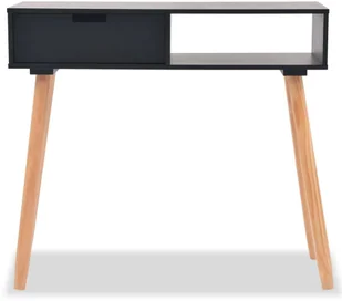 vidaXL Stolik typu konsola, drewno sosnowe, 80x30x72 cm, czarny - Konsole i sekretarzyki - miniaturka - grafika 3