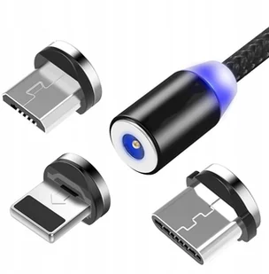 Wozinsky Magnetyczny kabel przewód USB / micro USB / USB Typ C / Lightning 1m z diodą LED czarny WMC-01 - Kable USB - miniaturka - grafika 14