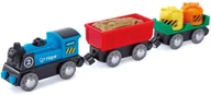 Pociągi dla dzieci - Edugro Hape Ciuchcia na baterie z wagonami towarowymi, E3720 E3720 - miniaturka - grafika 1