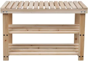 vidaXL Półki na buty z ławką 2-w-1, 2 szt., lite drewno - Szafki na buty - miniaturka - grafika 3