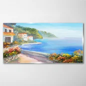 Obrazy i zdjęcia - PL Coloray Obraz Szklany Wybrzeże Kwiaty Morze Niebo 100x50cm - miniaturka - grafika 1
