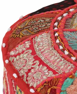 vidaXL Okrągły puf patchworkowy, ręcznie robiony, 40x20 cm, czerwony - Pufy i podnóżki - miniaturka - grafika 4