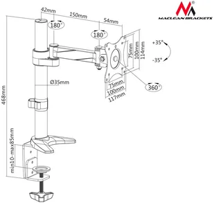 Maclean Uchwyt biurkowy MC-717 - Uchwyty do monitorów - miniaturka - grafika 5