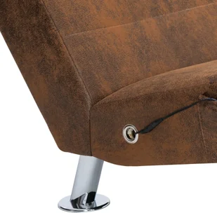 vidaXL Szezlong masujący z poduszką, brązowy, sztuczna skóra zamszowa - Szezlongi - miniaturka - grafika 8