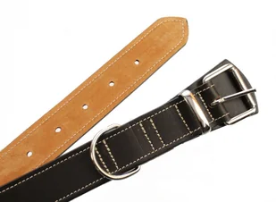 WIREX (PL) Solidna Obroża Dla Psa Czekoladowa z Beżową Nitką Skóra Naturalna 40 mm / 78 cm WIREX (PL) - Obroże dla psów - miniaturka - grafika 5