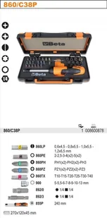 Beta ZESTAW.POKRĘTŁA,27KOŃC,8NASADEK.Z.AKCES. 860/C38P - Klucze i nasadki - miniaturka - grafika 2