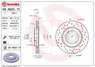 Brembo tarcza hamulcowa Xtra Line, nr kat. 09.a652.1 X 09.A652.1X - Akcesoria do elektronarzędzi - miniaturka - grafika 2