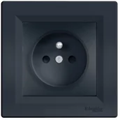 Gniazdka elektryczne - Schneider Electric Gniazdo pojedyncze Asfora z uziemieniem i przesłoną antracyt EPH2801271 - miniaturka - grafika 1