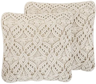 Beliani Zestaw 2 poduszek dekoracyjnych makrama 45 x 45 cm beżowy ESENKOY - Poduszki dekoracyjne - miniaturka - grafika 2