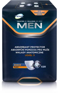 TENA MEN SUPER level 3 Wkłady anatomiczne dla mężczyzn 20 szt. - Wkładki higieniczne - miniaturka - grafika 2