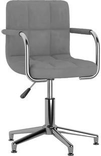 Fotel biurowy, krzesło biurowe vidaXL Obrotowe krzesło biurowe, jasnoszare, tapicerowane aksamitem - Fotele i krzesła biurowe - miniaturka - grafika 5