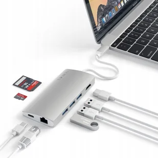 Satechi SATECHI HUB USB-C ETHERNET V2 HDMI 4K USB 3.0 SD MICRO SD Silver | MacBook ST-TCMA2S Aluminum Multi-Port Adapter Version 2 (S - Części i akcesoria do laptopów - miniaturka - grafika 2