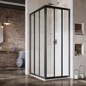 Ścianki i drzwi prysznicowe - Ravak Supernova Drzwi przesuwne 80x198 cm profile czarne szkło przezroczyste 15V403R2Z1 - miniaturka - grafika 1