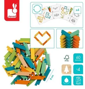 Janod Drewniane klocki konstrukcyjne 60 elementów 4+, solution-bc-7184-0 - Zabawki kreatywne - miniaturka - grafika 4