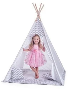 Woody Duży namiot tipi biało-szary z poduszkami WD91420 - Namioty i tipi dla dzieci - miniaturka - grafika 3