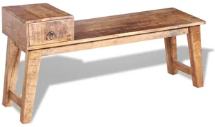 Ławka z szufladą z drewna mangowego 120x36x60cm - Ławki do przedpokoju - miniaturka - grafika 4