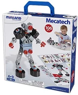 Klocki - Miniland 95015  mecatech 106 części z narzędziami-6 karty do gry, 20 cm - miniaturka - grafika 1