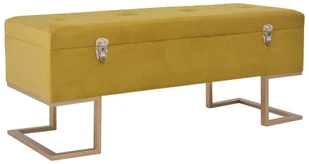vidaXL Ławka ze schowkiem, 105 cm, musztardowa, aksamitna vidaXL - Ławki do przedpokoju - miniaturka - grafika 2