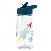 Bidony dla dzieci - A Little Lovely Company A Little Lovely Company - Bidon transparentny ze składanym ustnikiem Kosmos z naklejkami - miniaturka - grafika 1