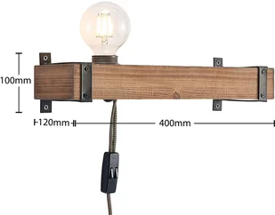 LINDBY Lindby Sverina kinkiet z drewna z wtyczką - Lampy ścienne - miniaturka - grafika 5