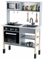 Zabawki AGD - Theo Klein 7199 Miele kuchnia drewniana, w zestawie płyta kuchenna z dźwiękiem i światłem, wymiary: 70 cm x 30 cm x 91 cm, szlachetne akcesoria kuchenne ze stali nierdzewnej (nie nadają się do podgrze - miniaturka - grafika 1