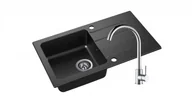 Zlewozmywaki z baterią - Axis Zlewozmywak Granitowy LAGOON 160 czarny nakrapiany z baterią chrom lagoon160cnbatch - miniaturka - grafika 1
