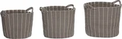 Pudła i pojemniki do przechowywania - Hübsch Koszyk Hübsch szary bawełniany z uchwytem 3 szt. - miniaturka - grafika 1