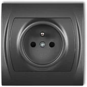 Gniazdka elektryczne - Karlik Gniazdo pojedyncze z uziemieniem LOGO Grafitowy 11LGP-1z - miniaturka - grafika 1