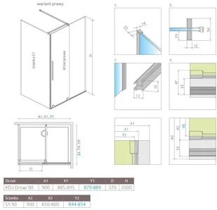 Radaway Furo Kdj 90x90 10104472-01-01R/10110430-01-01/10113090-01-0 - Kabiny prysznicowe - miniaturka - grafika 2