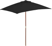 Parasole ogrodowe - vidaXL Parasol ogrodowy na drewnianym słupku, czarny, 150x200 cm 313884 - miniaturka - grafika 1