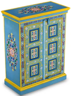 vidaXL Szafka z litego drewna mango, turkusowa, ręcznie malowana - Komody - miniaturka - grafika 3