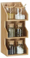 Pudła i pojemniki do przechowywania - Relaxdays organizer bambus z 3 poziomami, otwartych półek do biura, regał na przyprawy do kuchni, 41 x 18 x 17 cm, naturalny HBT 10021568 - miniaturka - grafika 1