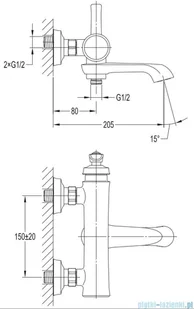 Omnires Armance bateria wannowa złota AM5230GL - Baterie wannowe i prysznicowe - miniaturka - grafika 3