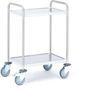 Inne urządzenia handlowo-usługowe - AJ Wózek ze stali nierdzewnej z 2 półkami 23266 - miniaturka - grafika 1