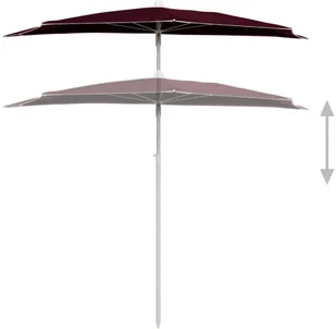 vidaXL Półokrągły parasol ogrodowy na słupku, 180x90 cm, bordowy vidaXL - Parasole ogrodowe - miniaturka - grafika 5
