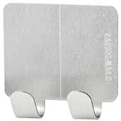 Wieszaki i stojaki - Fackelmann 61433 podwójne haki ze stali nierdzewnej, prostokątne kleju, srebrna, 4,8 x 4,7 x 2 cm 61433 - miniaturka - grafika 1