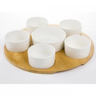 Florina Miseczki Do Dipów I Na Przekąski Porcelanowe Na Podstawce Adria Rings Białe 6 Szt - Miski i półmiski - miniaturka - grafika 2