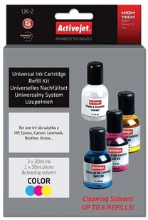ActiveJet UK-2 kolorowy, uniwersalny system uzupełnień 3x30 ml + płyn do czyszcz - Dodatki do drukarek i skanerów - miniaturka - grafika 3