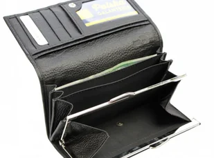 PolskaGalanteria.pl Portfel Damski PolskaGalanteria Długi Z Klamrą Skóra Naturalna Cielęca Czarny z Wstawką KP D1602 - Portfele - miniaturka - grafika 5