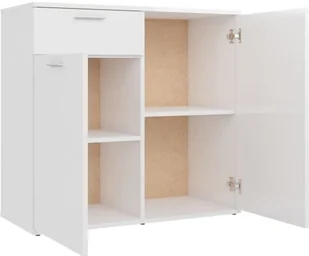 vidaXL Lumarko Szafka na wysoki połysk, biała, 80x36x75 cm, płyta wiórowa 805776 - Szafki do salonu - miniaturka - grafika 8