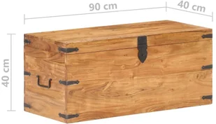 Lumarko Skrzynia, 90x40x40 cm, lite drewno akacjowe - Inne meble do salonu - miniaturka - grafika 7