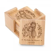 Pozostałe akcesoria barmańskie - Murrano Podkładki bambusowe pod piwo kawę zestaw x6 grawer dla mamy PDK-BMB-009 - miniaturka - grafika 1