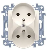 Gniazdka elektryczne - Kontakt Simon Kontakt_Simon Gniazdo wtyczkowe z uziemieniem podwójne z przesłonami torów prądowych (moduł) 16A. 250V. zaciski śrubowe krem CGZ2MZ.01/41 - miniaturka - grafika 1