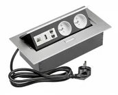 Przedłużacze i rozgałęźniki - GTV Przedłużacz biurkowy wpuszczany prostokąt + USB + Audio AE-PBC2GU-53 - miniaturka - grafika 1