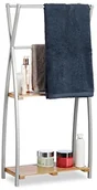 Wieszaki łazienkowe - Relaxdays wieszak na ręcznik stojący, X-wzornictwo, 2 półek, stojak na ręcznik łazienkowy, HBT: 93 x 46 x 20 cm, bambus + nierdzewna, naturalny (10021545) - miniaturka - grafika 1