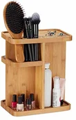 Kosmetyczki, organizery i kuferki - Relaxdays stojak na kosmetyki z bambusa, obrotowy organizer na kosmetyki do łazienki i toaletki, wys. x szer. x gł.: 31 x 25,5 x 18 cm, naturalny, 18 x 25,5 x 31 cm - miniaturka - grafika 1
