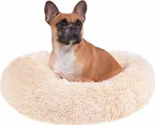 Legowiska dla psów - Springos Springos Legowisko dla psa 90cm pluszowe posłanie dla kota kremowy UNIWERSALNY 29658-uniw - miniaturka - grafika 1