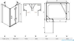 Besco Viva kabina prostokątna prawa 120x90x195cm przejrzyste VPP-129-195C - Kabiny prysznicowe Besco Viva kabina prostokątna prawa 120x90x195cm przejrzyste VPP-129-195C - Kabiny prysznicowe - miniaturka - grafika 2