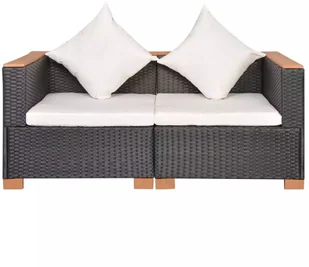 vidaXL Zestaw mebli do ogrodu, 6 części, czarny polirattan, blat WPC - Meble ogrodowe - miniaturka - grafika 3